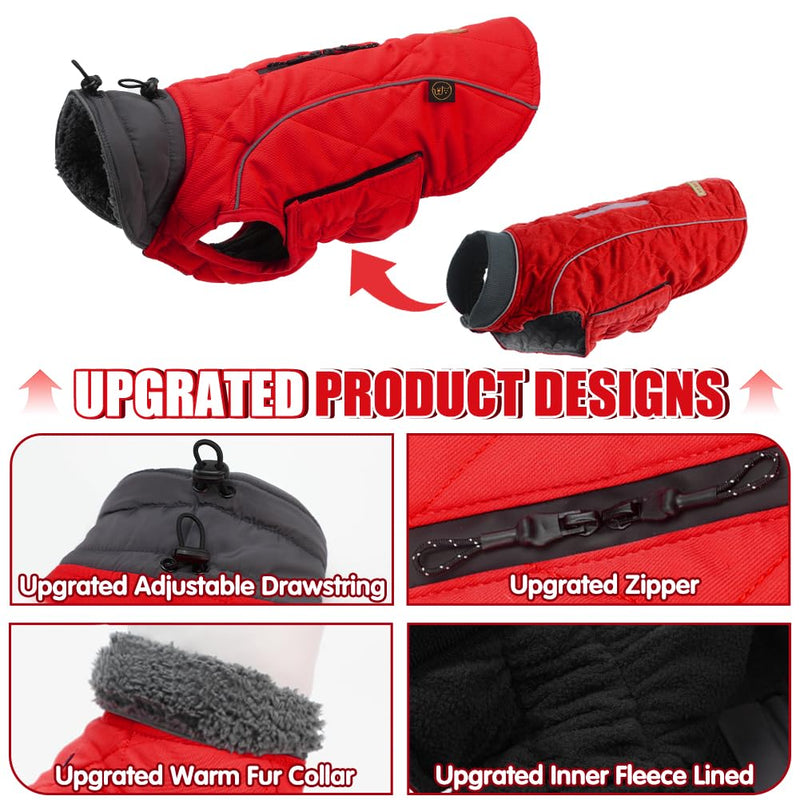 EMUST Dog Winter Jackets, Small/Medium/Large Dog Coat for Winter, French Bulldog Clothes for Dogs, Dog Cold Winter Jacket for Large Dogs, Red, XL X-Large(Pack of 1) NewRed - BeesActive Australia