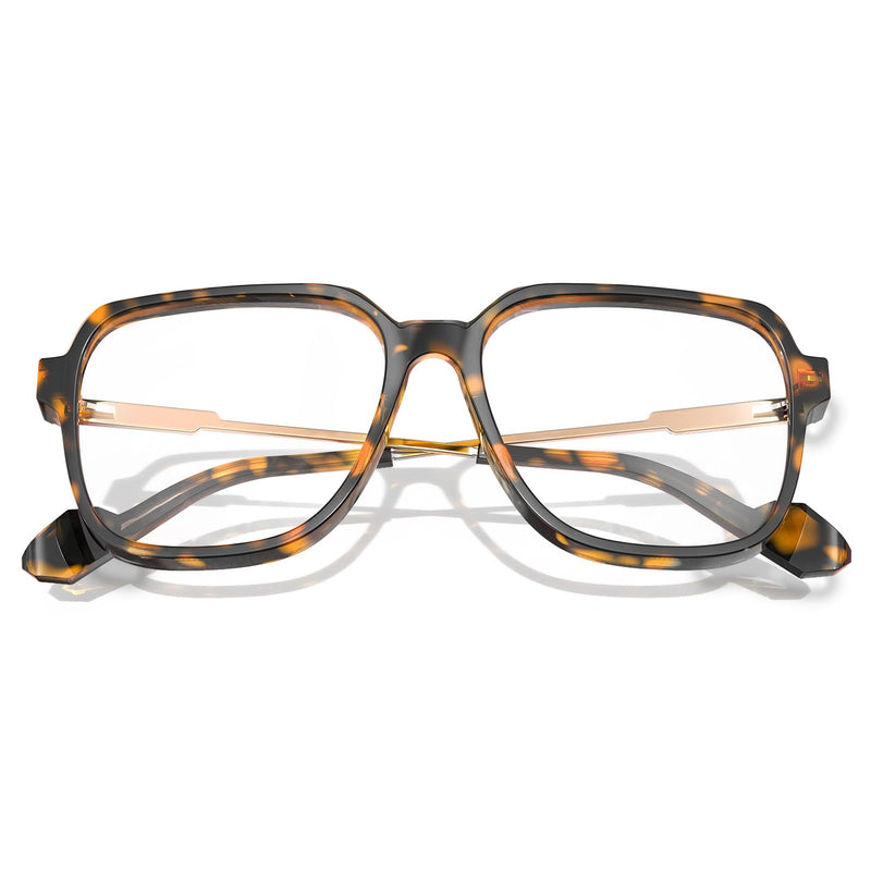 VISOONE Oversized Blue Light Blocking Glasses with Chic Square TR90 Frame and Metal Temple for Women Men REMY Remy Upg Coco Tortoise
