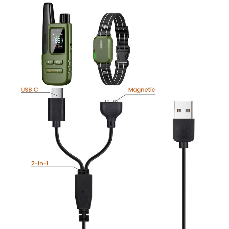 Dog Shock Collar Charger Cord for Jugbow DT-61 Dog Training Collar, 2-in-1 USB C and Magnetic Bark Collar Charging Cable for Dogs 3ft Charger Cable - BeesActive Australia