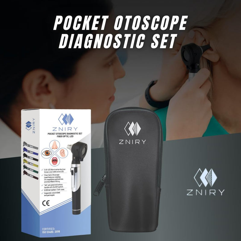 Fiber Optic Mini Otoscope - Ear Scope with Light for Infection Detection, Wax Removal, and at-Home ENT Exams (Black Color) - BeesActive Australia