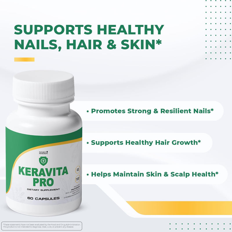 Keravita Pro – Vitamin C, E, Green Tea & Turmeric – 60 Ct, 1 Month Supply | Also includes Mushroom with Vitamin C, E, Green Tea & Turmeric | Non-GMO, Stimulant-Free, GMP-Certified 60 Count (Pack of 1)