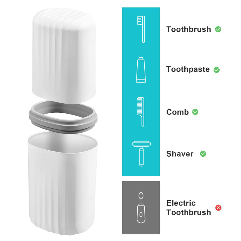 VITVITI White Toothbrush Travel Case, Portable Travel Soap Container Dish Tray, Portable 7.88 inch Toothpaste Travel Toothbrush Holder with Cover for Trip/Bathroom/Camping - BeesActive Australia