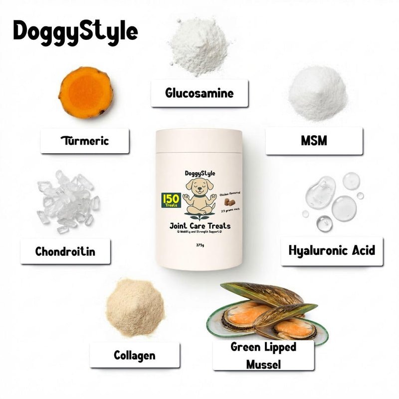 150 DoggyStyle Joint Care Treats for Dogs - Hip & Joint Support Soft Chews with Glucosamine, Chondroitin, MSM, Green Lipped Mussel, Collagen & Turmeric - Mobility Support for All Breeds & Ages