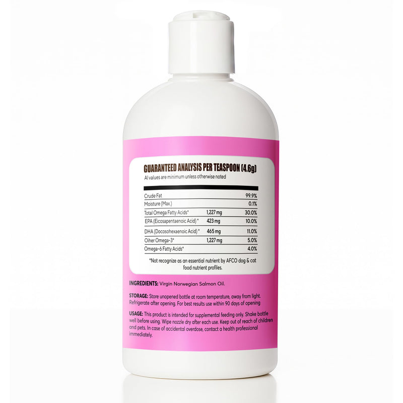 Pure Salmon Oil for Dogs – Omega 3 & 6 Supplement for Shiny Coat, Healthy Skin, Joint & Immune Support, All Breeds, 16 oz