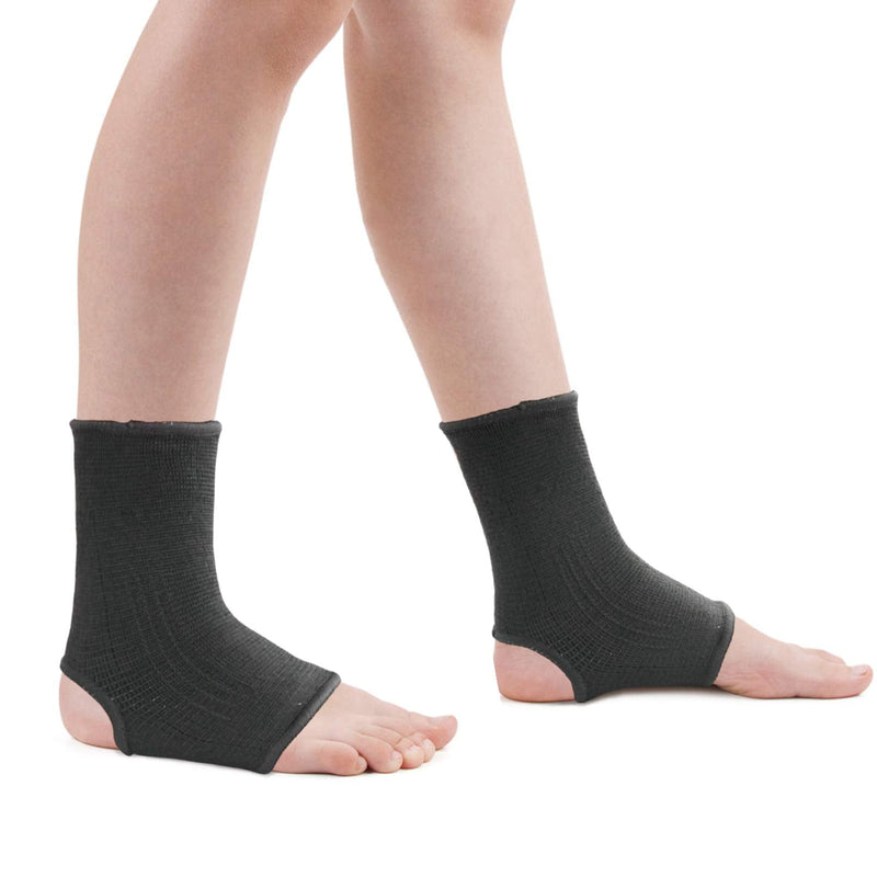 Luwint Kid Compression Ankle Brace Sock Support, Knitted Ankle Sleeve for Boys Girls, Youth Ankle Support for Sprains, Tendonitis, Arthritis, Basketball Running Soccer Dance Fitness, 1 Pair Black Black ankle - BeesActive Australia