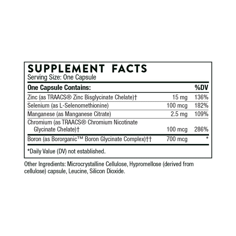 Thorne Trace Minerals - Dietary Supplement with Zinc, Boron & Selenium - Chelated Forms - Comprehensive Formula - 90 Capsules - BeesActive Australia