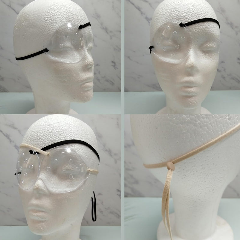 AMZVIO 2pcs Eye Shield After Cataract Surgery, Clear Eye Patch Plastic Hard Shield with Extended Elastic Strap Longer & Wider for Adults Eyes Protective After Cataract Surgery(Beige)