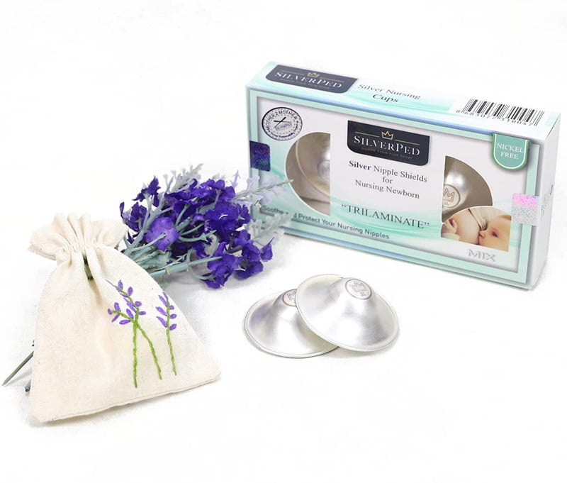 999 Silver Nursing Cups, Silver Nipple Shield, Soothe and Protect Sore Nipples, Silver Nipple Covers Breastfeeding, Silver Nipple Cups, 2 Pieces Large TRILAMINATE - BeesActive Australia