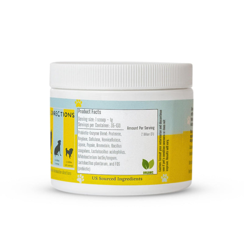 Probiotics, Prebiotics, & Digestive Enzymes for Dogs| Limited Ingredients| Organic |Digestive Support |Allergy Relief |Immune Support| Reduces Inflammation| Diarrhea & Gas Relief 65g - PawsPlanet Australia