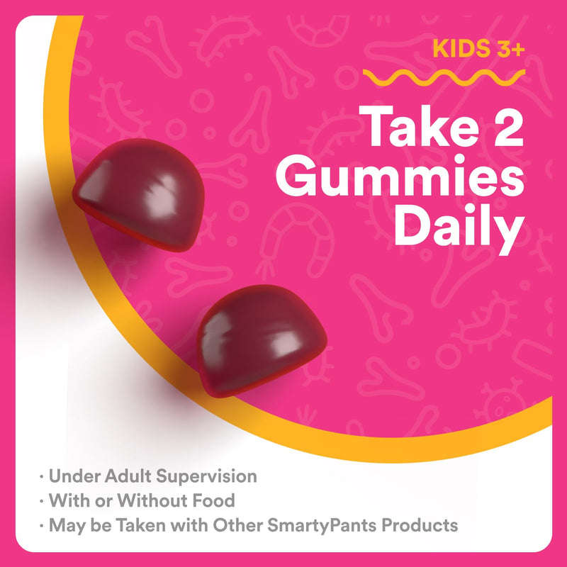 SmartyPants Kids Probiotic & Prebiotic Gummies for Digestive Health: Gut Health Supplement,Clinically Studied Prebiotic for Immune Support,Grape,(30 Day Supply),60 Count (Pack of 2) 60 Count (Pack of 2) Grape Probiotic + Prebiotic