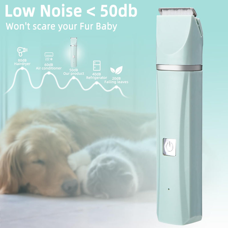 Birshe Clipper Dog Cat 4 in 1 Dog Clipper Professional Clipper Electric Pet Hair Clipper Set Dog Paw Trimmer with 4 Trimmer Heads for Dogs Cats Paws Face Body Green - BeesActive Australia