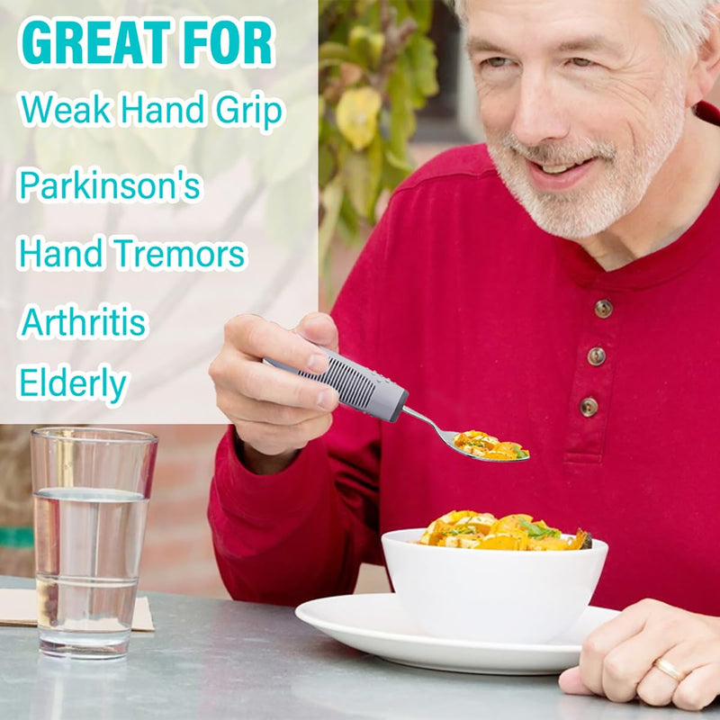 Adaptive Utensils, Adaptive Utensils 4pcs for Hand Tremors,Elderly, Arthritis,Parkinsons-Built Up Utensils for Adults–Easy Grip Aids Handle–2.5oz Each Weighted Silverware for Hand Tremors - BeesActive Australia