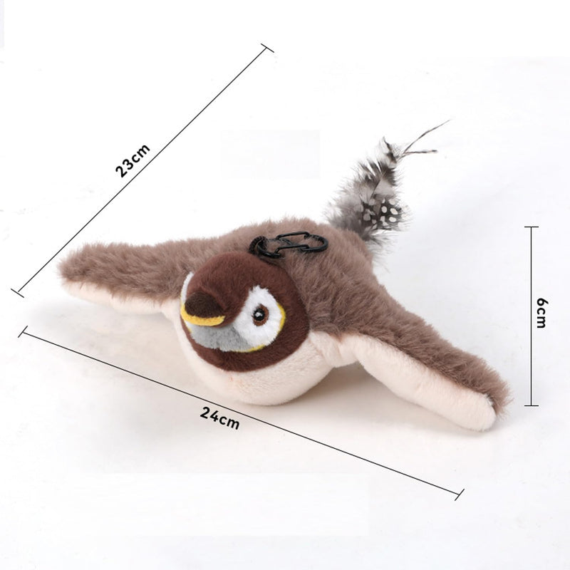 Interactive Chirping Bird Cat Toy,2025 New Flying Interactive Flapping Chirping Bird Cat Toy,Flying Bird Cat Toy for Indoor Adult Bored Cats,Pet Kitten Chase Plush Flying Bird - BeesActive Australia
