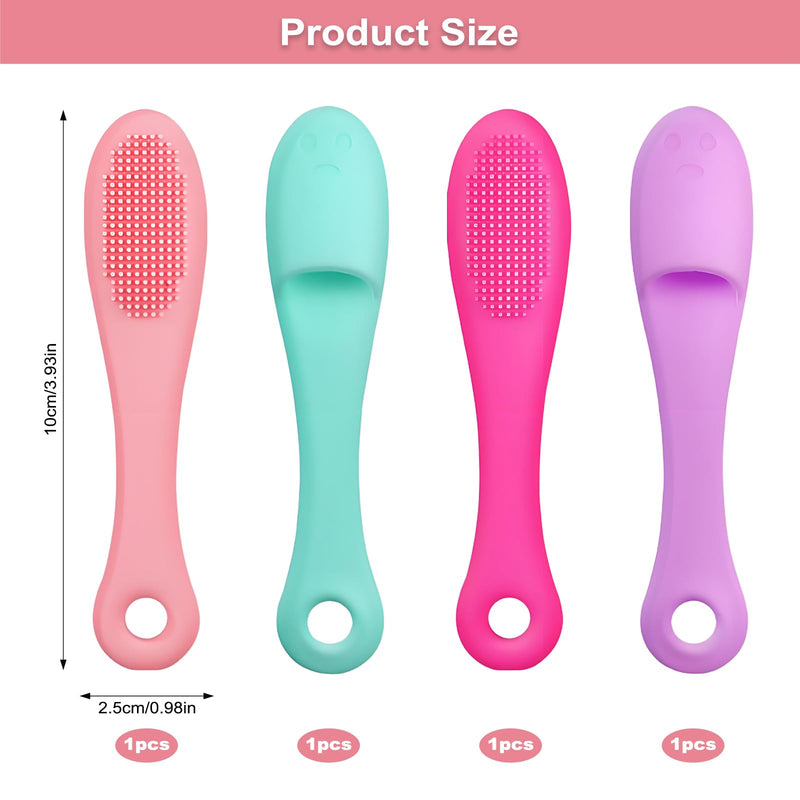 4Pcs Silicone Cat Chin Brush, Cat Chin Scrubber for Cats Chins Cleaner, Soft Pet Finger Toothbrush Dental Care for Cats Dog Puppies(Purple, Green, Fuchsia, Pink)