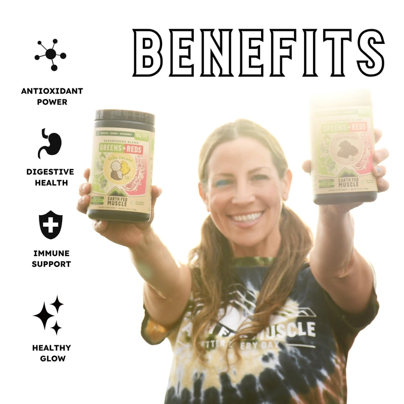 Greens and Reds Superfoods Blend, Chocolate – Kale, Spirulina, Wheatgrass & Elderberry – Antioxidant Support, Vitamins & Probiotics – No Artificial Ingredients – 30 Servings | Kale, Spirulina, Wheatgrass & Elderberry, Antioxidant Support, Vitamins & Pr...