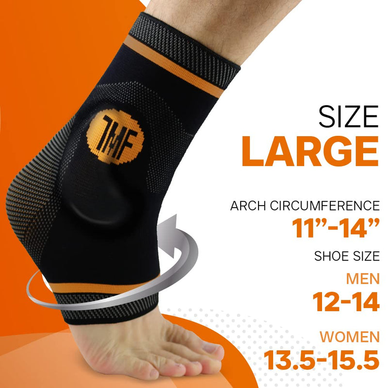 Treat My Feet Compression Ankle Brace with Silicone Ankle Support and Copper - Plantar Fasciitis Brace for Foot Pain & Achilles Tendonitis Relief - Ankle Brace for Women & Men - Large Size 1