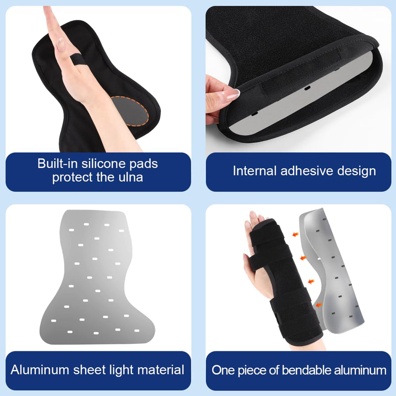 Pinky & Ring Finger Splint Brace - Left Hand Brace Support for Boxer Fracture, Mallet Finger & Dislocation, Arthritis, Sprain, Broken, Little Finger Cast Immobilizer Straightener (4th/5th Metacarpal) Medium Left Black 1