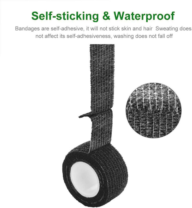 Self Adhesive Bandage Rolls Grip Cover Sensi Wrap Tape for Sports,Wrist,Ankle,Pets 5-Yards 24pcs (1 inch, Black) 1 Inch (Pack of 24) - BeesActive Australia