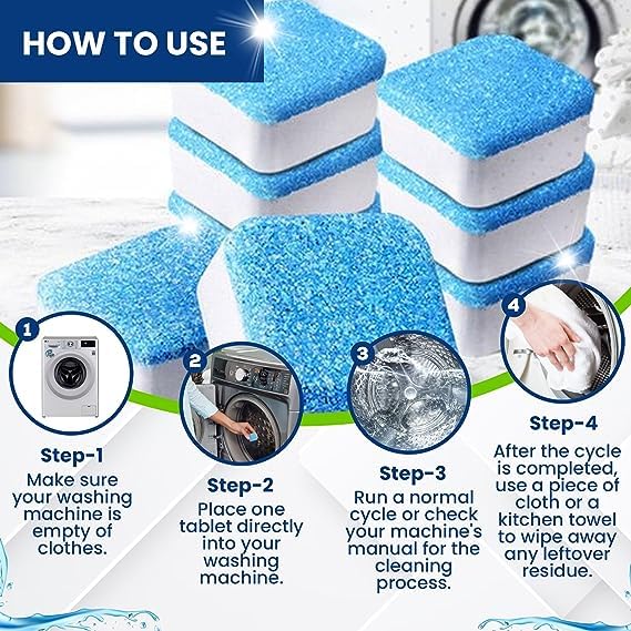Washing Machine Cleaner Descaler Deep Cleaning Tablets For HE Front Loader & Top Load Washer, Septic Safe Eco-Friendly Deodorizer, Clean Inside Drum And Laundry Tub Seal (30) Father's Day Gift Gifts 30 - BeesActive Australia