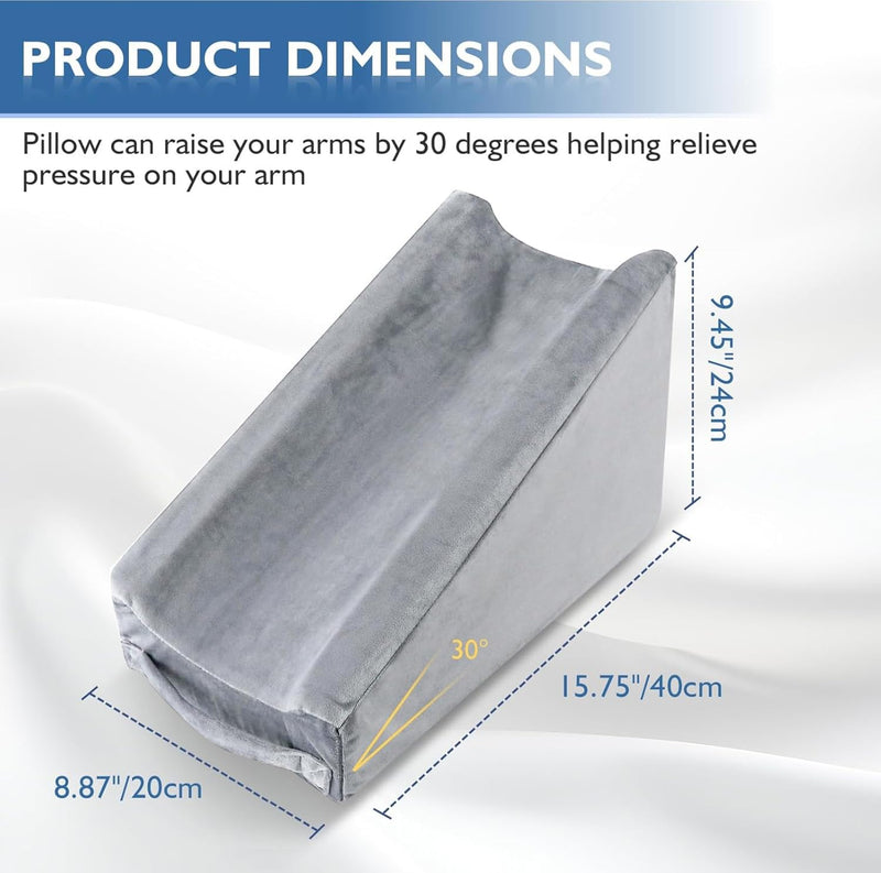 Arm Elevation Pillow, Arm Wedge Elevation Pillow Excellent, Ergonomic Elbow Support Pillow for Sleeping Arm Pads Elbow Pillow with Removable Pillow Case-Grey