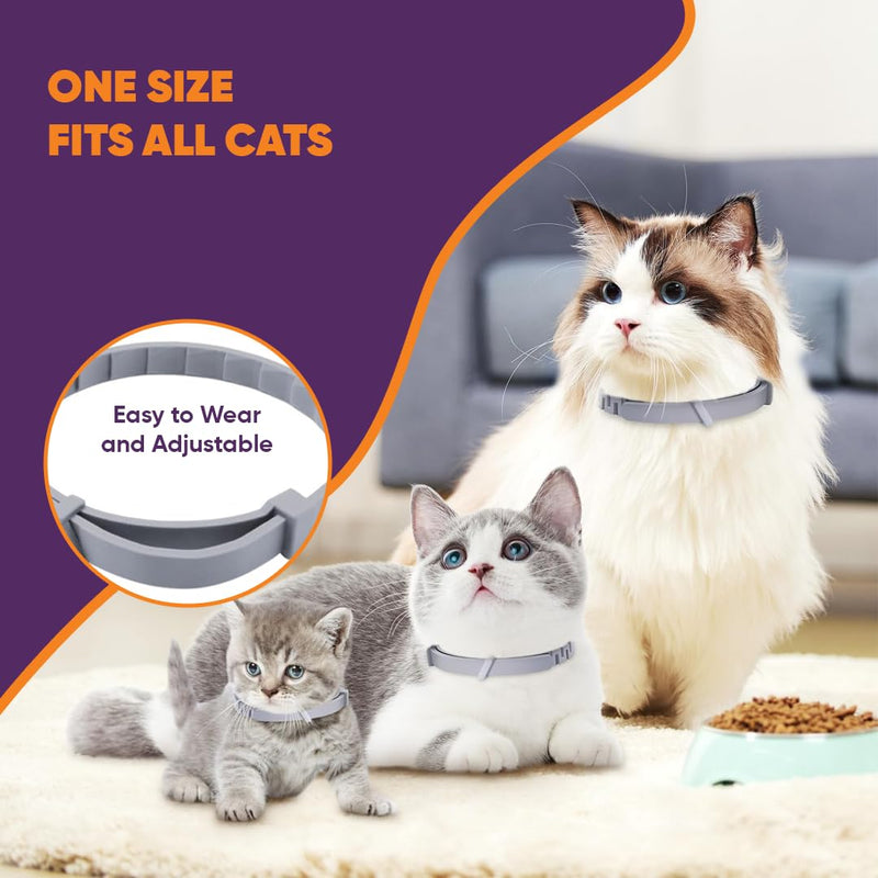 Calming Collars for Cats with Pheromones, Anxiety and Stress Relief 6 Pack Adjustable and Waterproof. Drug Free Solution Helps Reduce Spraying,Aggression and Nervous Behavior