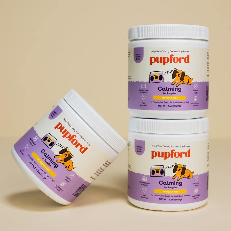 Pupford Calm Dog Supplement, Natural Calming Chews for Dogs with Anxiety, Supports Relaxation & Emotional Regulation, No Melatonin, String Cheese Flavor (60 Soft Chews)