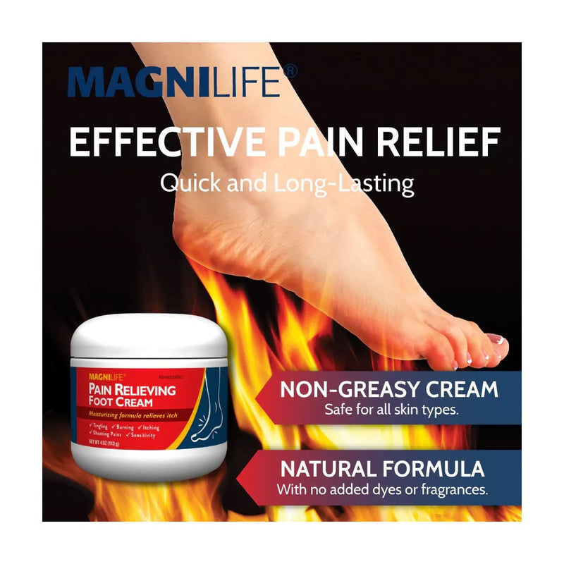 MagniLife Pain Relieving Foot Cream, 4 oz, Soothing Relief for Soreness, Pain, Burning, Tingling, Itching or Sensitivity in Feet & Legs, Moisturizing & Hydrating Foot Cream, No Petroleum 4oz Jar - BeesActive Australia