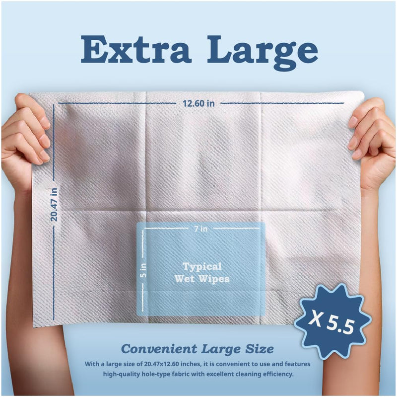 Extra Large Size - 20.5" x 12.6" Pet Wipes | Individually Packaged | Paw Wipes | Hypoallergenic | Grooming | Bathing | Green Tea Scented Deodorizing | Tear Stain | All Purpose Bath Wipes | 10 Counts - PawsPlanet Australia