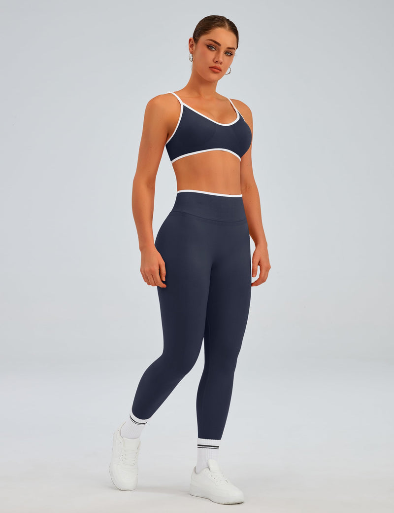 TDIFFUN Women Workout Sets 2 Piece Seamless Scrunch Butt Lifting Leggings Padded Sports Bra Matching Set Gym Yoga Outfits Prussian Blue Medium