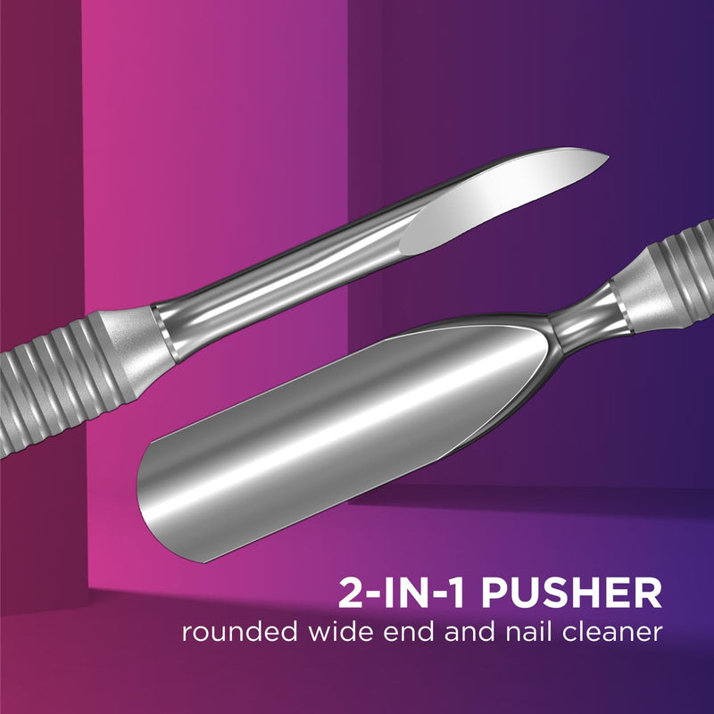 Staleks Pro Manicure Pusher SMART 51 Type 3 – Wide Cuticle Pusher and Nail Cleaner – Dual-Ended Stainless Steel Tool