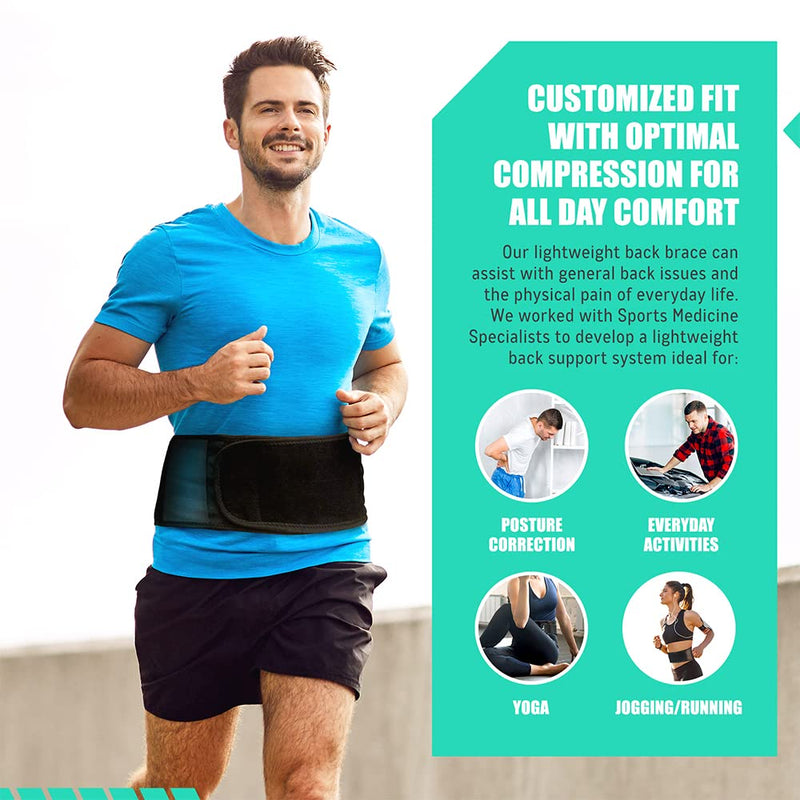 Back Brace for Lower Back Pain, Back Support Belts with Adjustable Strap, Breathable Lumbar Support Belt with 3D Lumbar Pads, Slim Fit Lumbar Brace, Medium Medium (Pack of 1) - BeesActive Australia