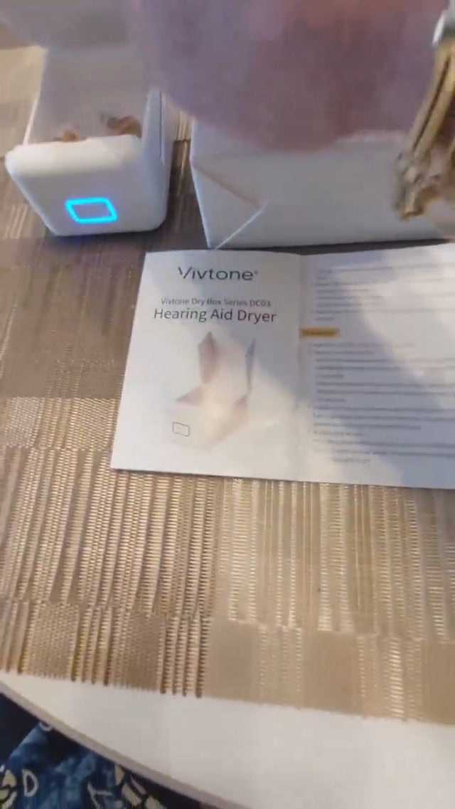 Vivtone DC03 Hearing Aid Dryer – 104°F Constant Heat Dehumidifier with UV LED, 2 / 8 Hour Auto Dry Modes – Portable Dry Box for Hearing Aids, AirPods & in Ear Devices White