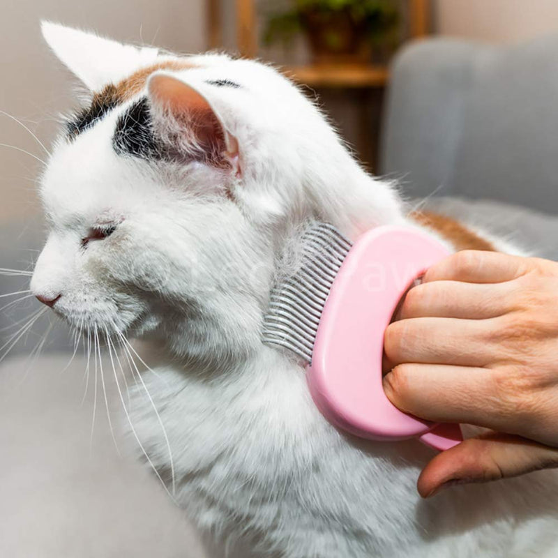Leo's Paw The Original Pet Hair Removal Massaging Shell Comb Soft Deshedding Brush Grooming and Shedding Matted Fur Remover Dematting tool for Long and Short Hair Cat Dog Puppy Bunny (Pink) Pink - BeesActive Australia