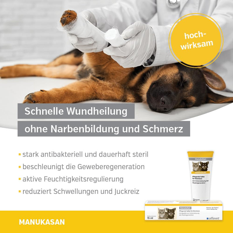 alfavet ManukaSan for dogs, cats and small animals, natural nourishing honey ointment, 15 ml - BeesActive Australia