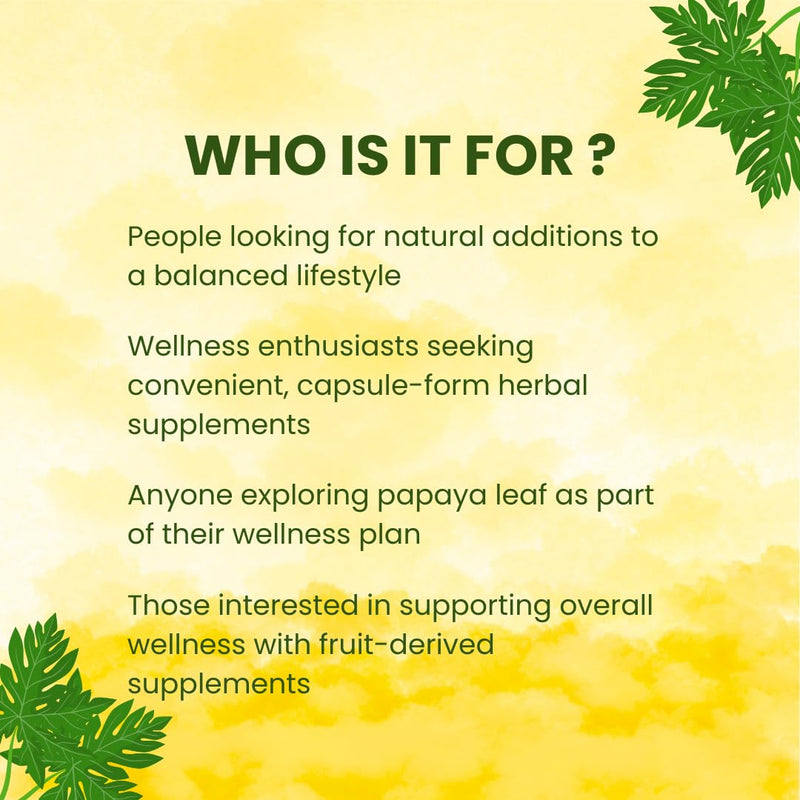 Papaya Leaf Capsules 500Mg Natural Papaya Leaf Extract 120 Vegan Capsules Non GMO Gluten Free Herbal Supplement No Fillers Or Additives - BeesActive Australia