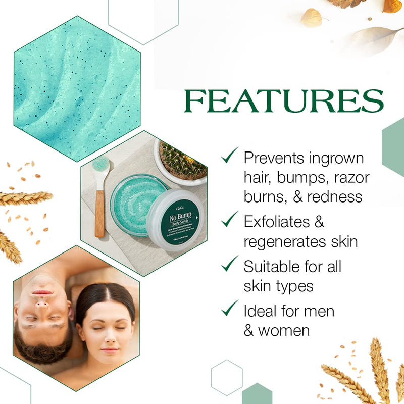 GiGi No Bump Body Scrub with Salicylic Acid, Prevents Ingrown Hair & Razor Burns, Exfoliates and Unclogs Pores, Ideal for Men and Women, 6 oz - 1 Pack 1 Count (Pack of 1) - BeesActive Australia