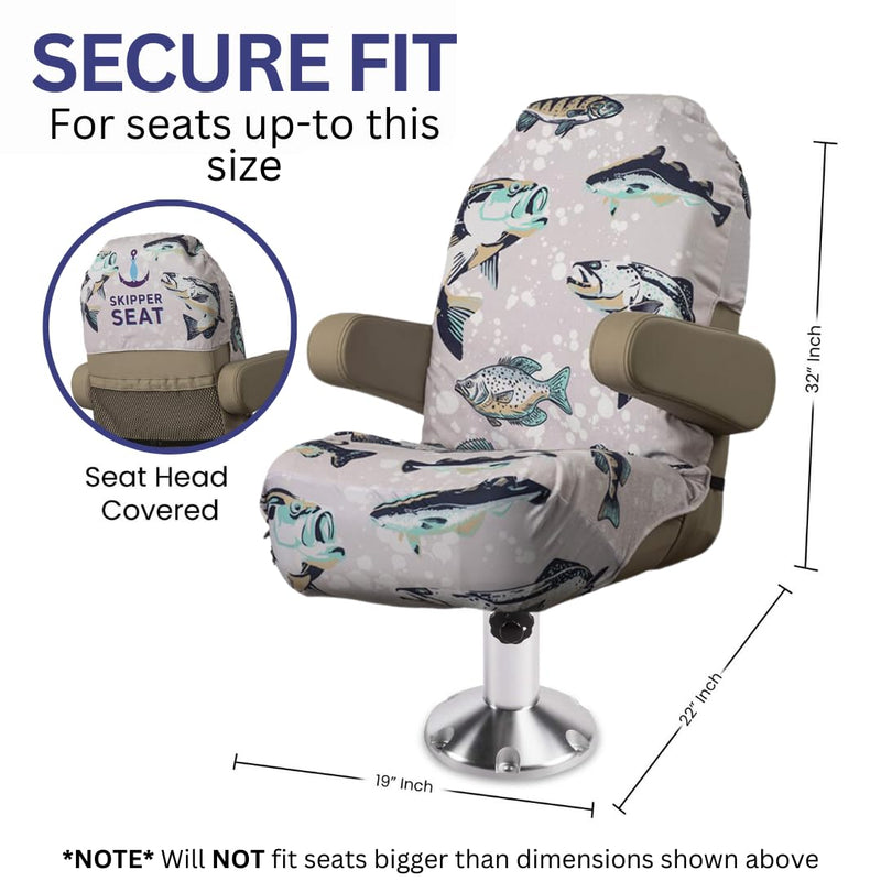 Pontoon Boat Seat Cover Microfiber, Quick-Dry, Universal Fit, Stylish Fish Design (Baiting Bass), PB01BBG - BeesActive Australia