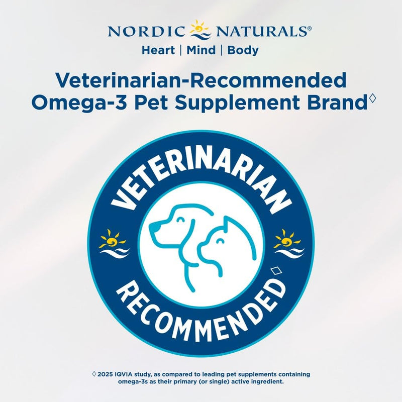 Nordic Naturals Pet Joint Support + Omega 3 Soft Chews for Dogs, Pork Bone Broth Flavored - Promotes Mobility, Hip and Joint Support with Omega-3 Fish Oil, MSM, EPA & DHA - 30 Non-GMO Chews