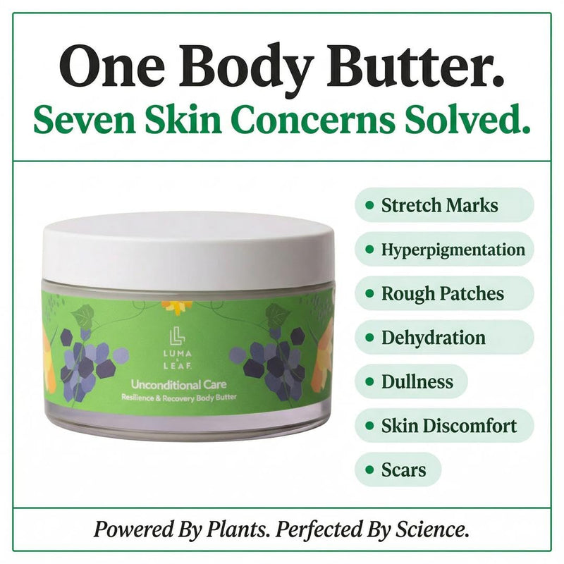 LUMA & LEAF Whipped Body Butter 5 oz, Natural Shea Butter Body Cream with Grapeseed Oil, Vitamin E & Prickly Pear, Deep Hydration for Dry Skin, Stretch Marks & Scars, Fragrance Free, Clean Skincare - BeesActive Australia