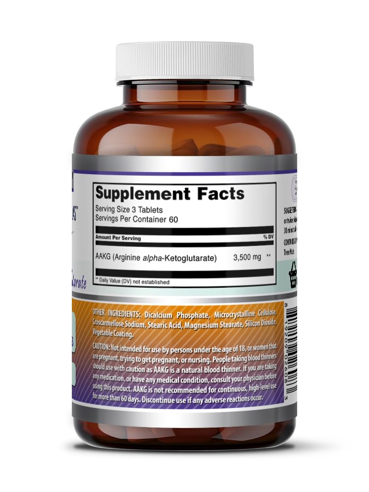 Amazing Formulas AAKG (Arginine Alpha-Ketoglutarate) 3500 Mg | Tablets Supplement | Non-GMO | Gluten-Free | Made in USA (1 Pack | 180 Count) Unflavored 180 Count (Pack of 1)