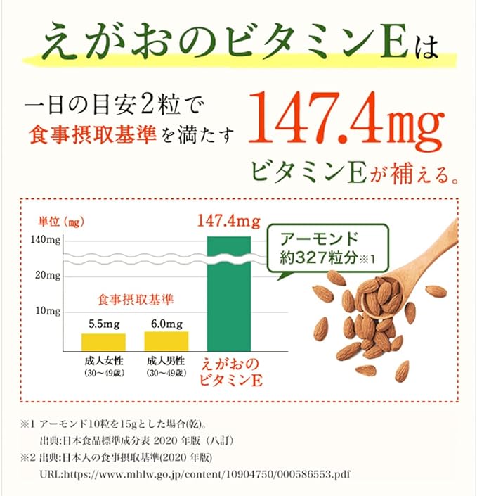 Egao Vitamin E 1 bag 62 tablets 2 tablets per day 1 month supply Nutritionally functional food Olive oil - BeesActive Australia