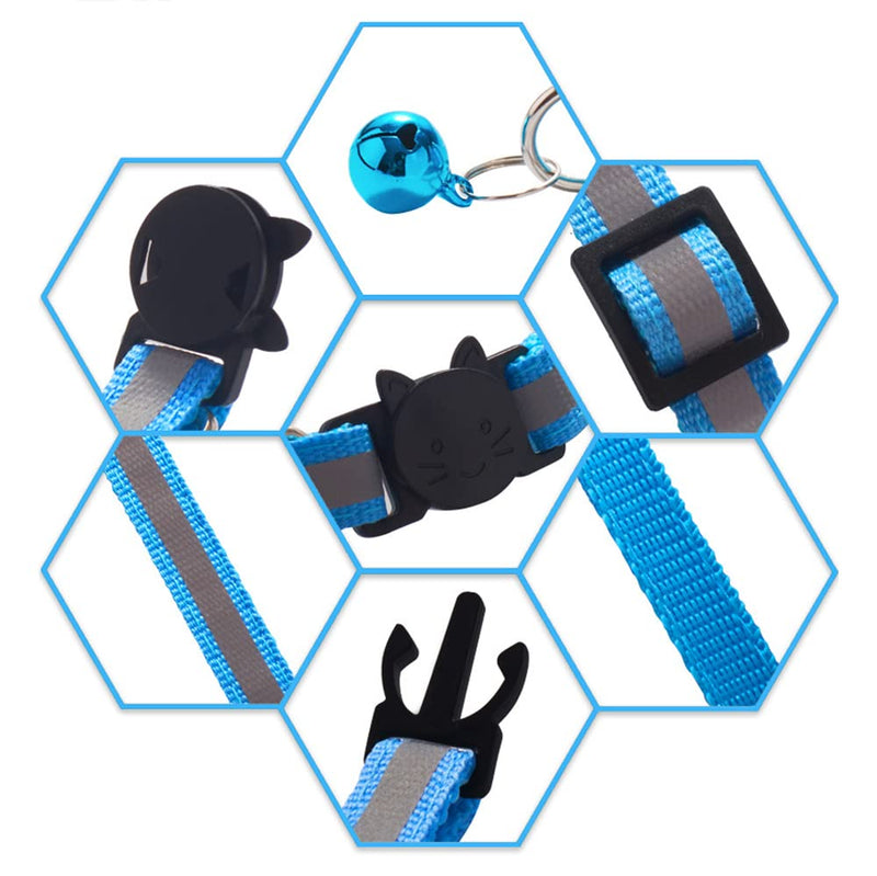 18Pcs Reflective Cat ID Collars with Bell Adjustable 19-32cm, Soft Nylon Adjustable Breakaway Identification Collars for Puppy Kittens Reflective strip - BeesActive Australia