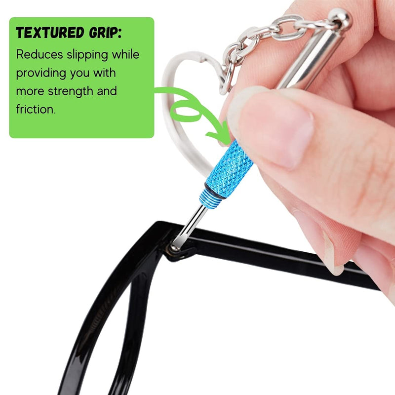 UNEAK - Eyeglass Screwdriver Repair Kit Precision 3 in 1 Mini Screwdrivers Set Keychain Glasses, Sunglasses, Sunglass, Watch, Electronics, Jewelry, Eyeglasses, Flat Head, Phillips, Hex Blue