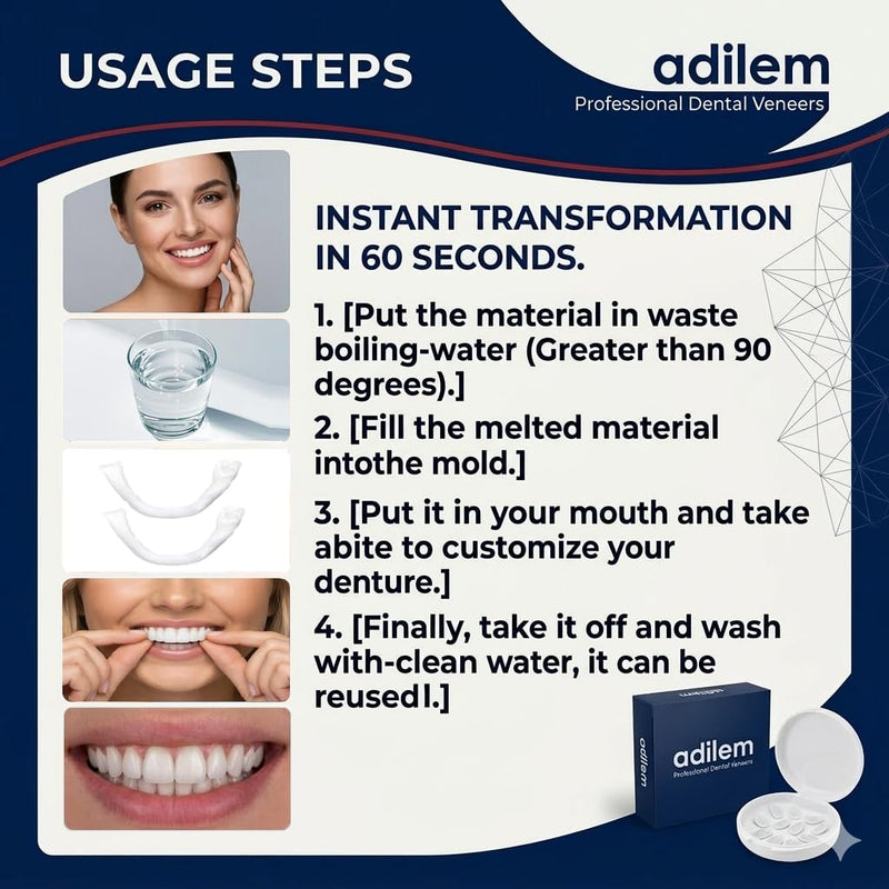 Snap On Veneers for Women & Men, Instant Smile Enhancer Cosmetic Teeth Covers, Natural White Temporary Dentures for Missing, Stained or Broken Teeth, Smile Restoration Kit with Portable Travel Case