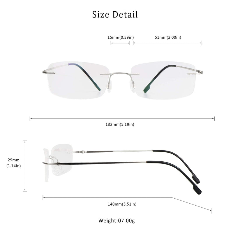 LifeArt Blue Light Blocking Glasses, Computer Reading Glasses, Anti Blue Rays, Reduce Eyestrain, Rimless Frame Tinted Lens with diamond, Stylish for Men and Women (Silver, No Magnification) 03_858_silver 0.0 x - BeesActive Australia