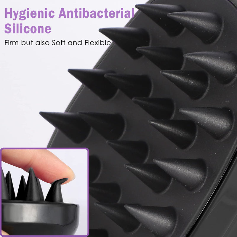 Scalp Massager Shampoo Brush, Hair Scalp Scrubber Shower Hair Brush Head Massager for Stress Relax Hair Growth, Dandruff Brush Scalp Exfoliator for Women Men Kids Pets, Black