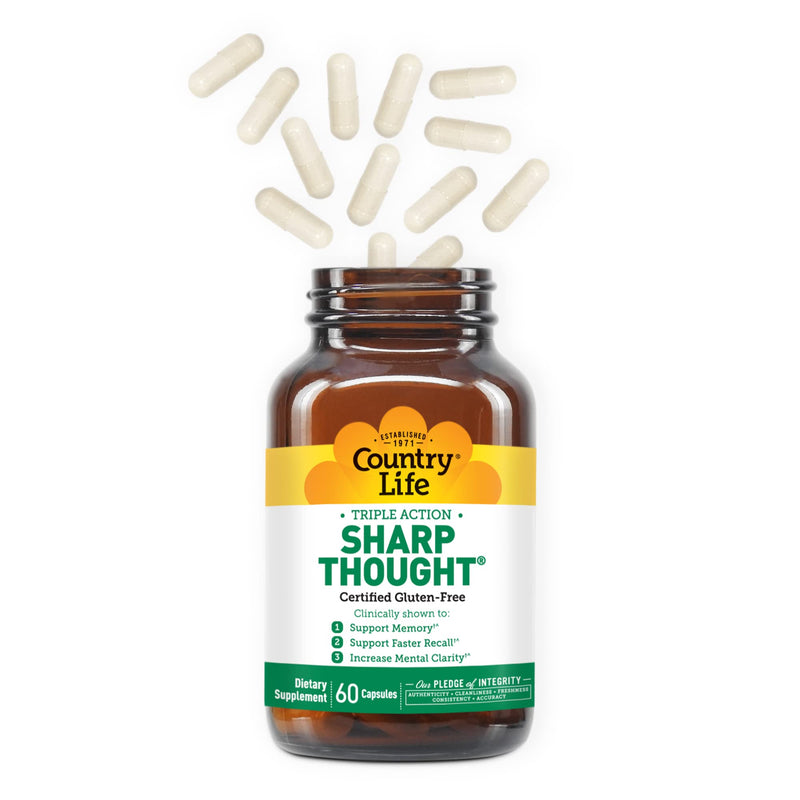 Country Life Sharp Thought Phosphatidylserine with DHA, 60 Capsules | Sharp-PS Gold with 100 mg phosphatidylserine and 8 mg DHA per capsule for cognitive support 60 Count (Pack of 1)