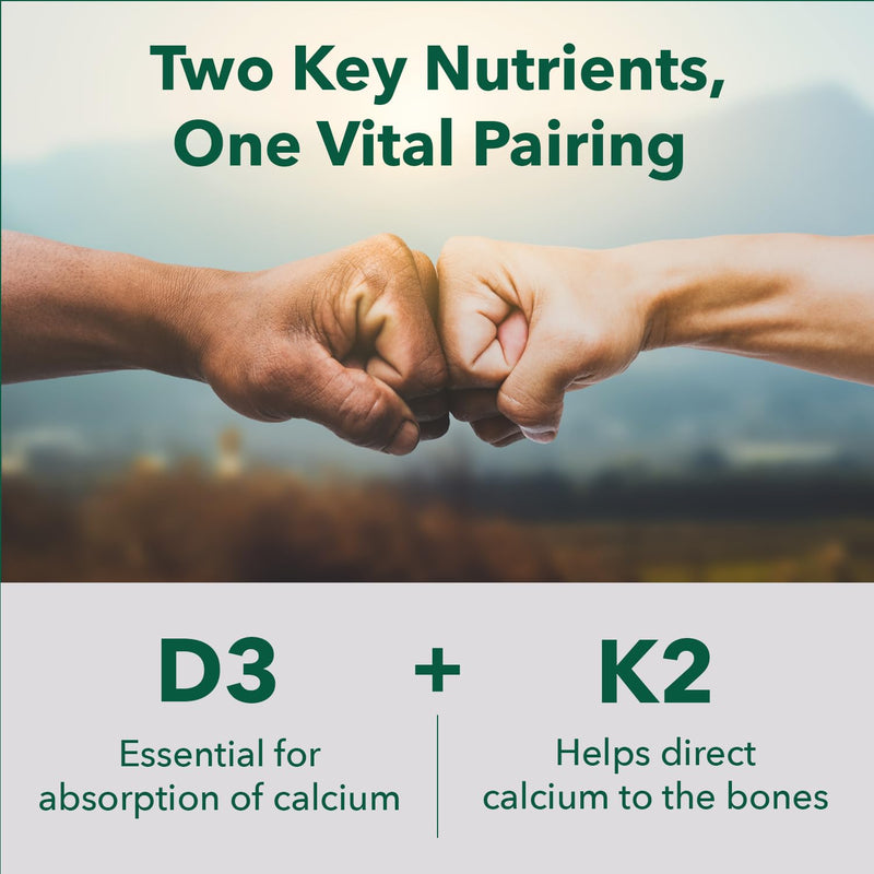 PlantFusion Organic Vegan Vitamin D3 + K2 5,000 IU, 50MCG – Vitamin D Sourced from Plant Based Lichen and Vitamin K2, for Immune Support and Bone Health - 60 Capsules 60 Count (Pack of 1)