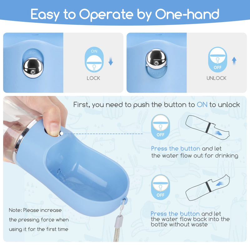 Nobleza Dog Water Bottle, Leak Proof Portable Pet Water Bottle Dispenser BPA-Free Puppy Water Bottle for Outdoor Walking, Hiking, Travel, Food Grade Plastic (12.8oz, Blue) 12.8 OZ - BeesActive Australia