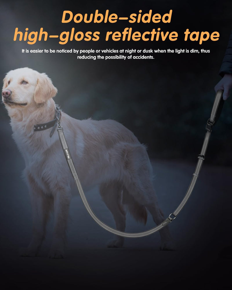 Hands Free Dog Leash, Multifunctional Crossbody Heavy Duty Dog Leash, 9.5 ft Long Waist Belt with Car Safety Buckle for Medium and Large Dogs Walking,Jogging,Running,Training (Grey 5.9-9.5ft). 5.9-9.5ft-Large Grey